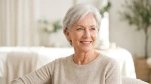 Healthy senior woman representing umbilical cord stem cell therapy for anti aging and longevity